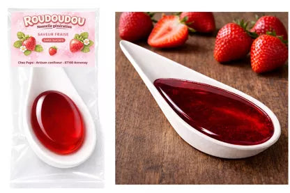 ROUDOUDOU FRAISE sans sucre. Cuillère en Canne à Sucre biodégradable
